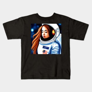 Asian Astronaut Girl Kids T-Shirt